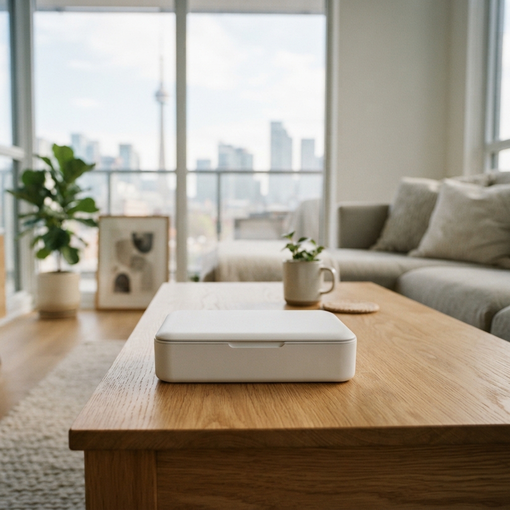 Clean minimalist health testing kit on a modern table