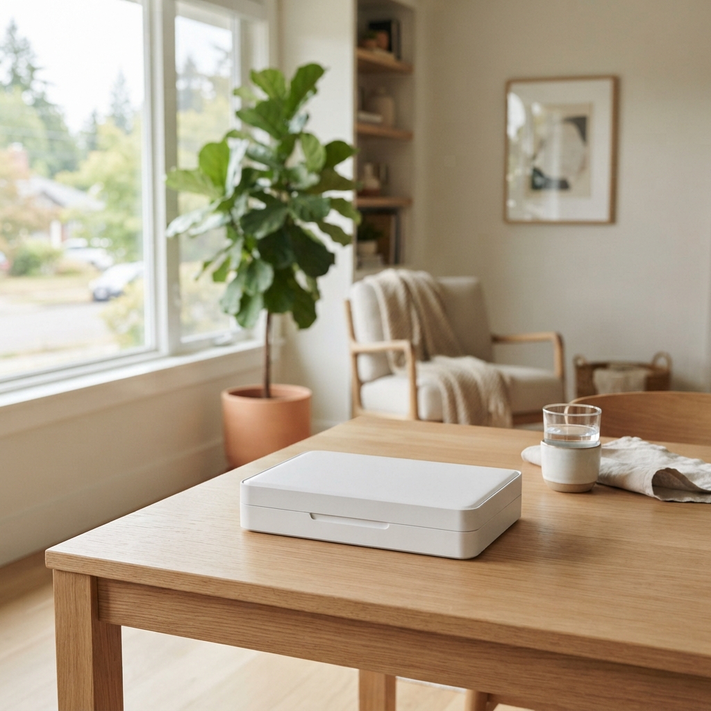 Professional at-home health testing kit on a table
