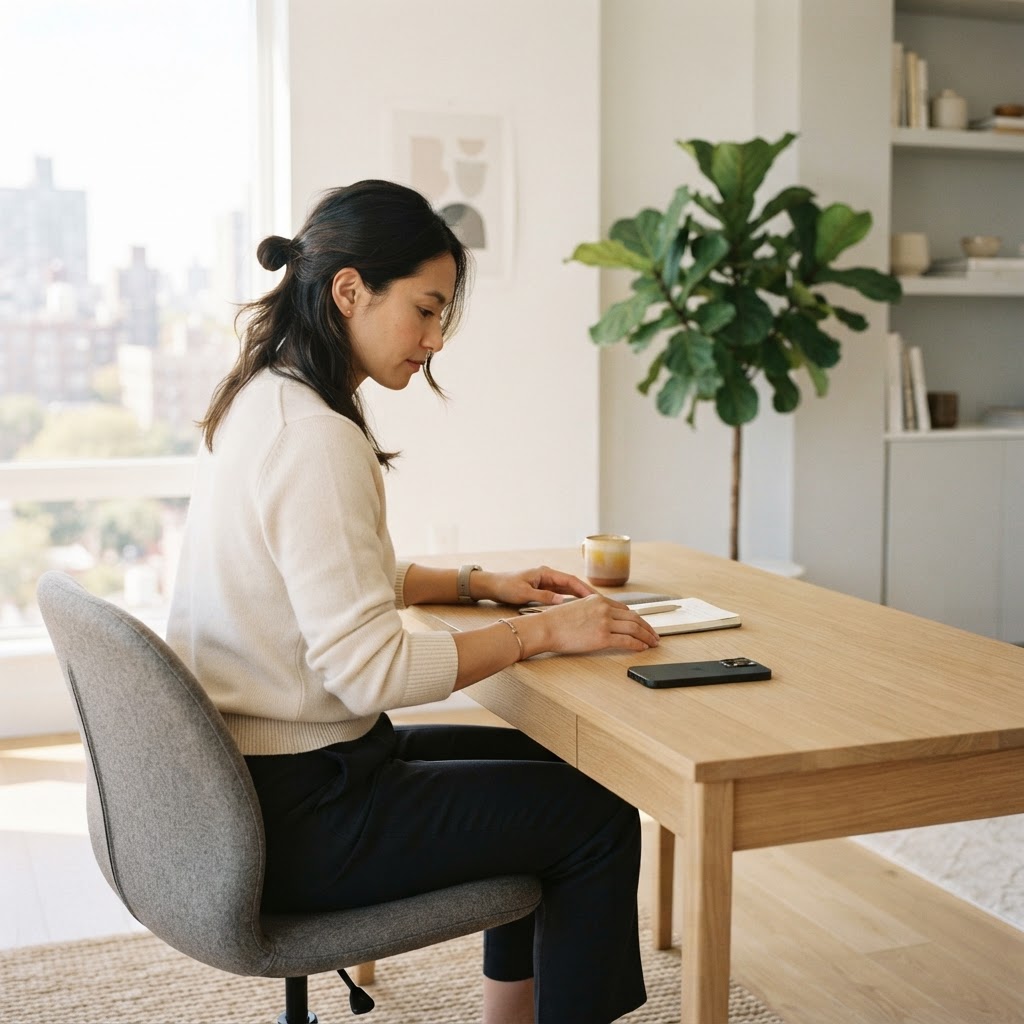 Professional person in a bright home office