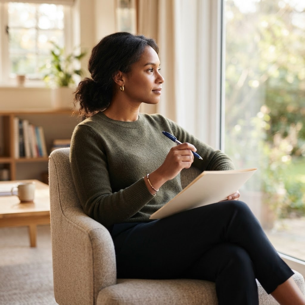 A health conscious person reviewing their physical records
