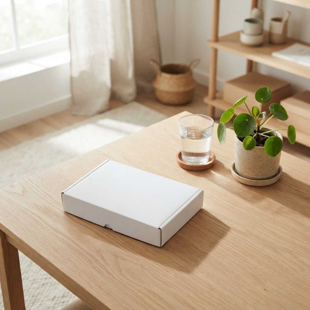 A premium health test kit on a clean office desk