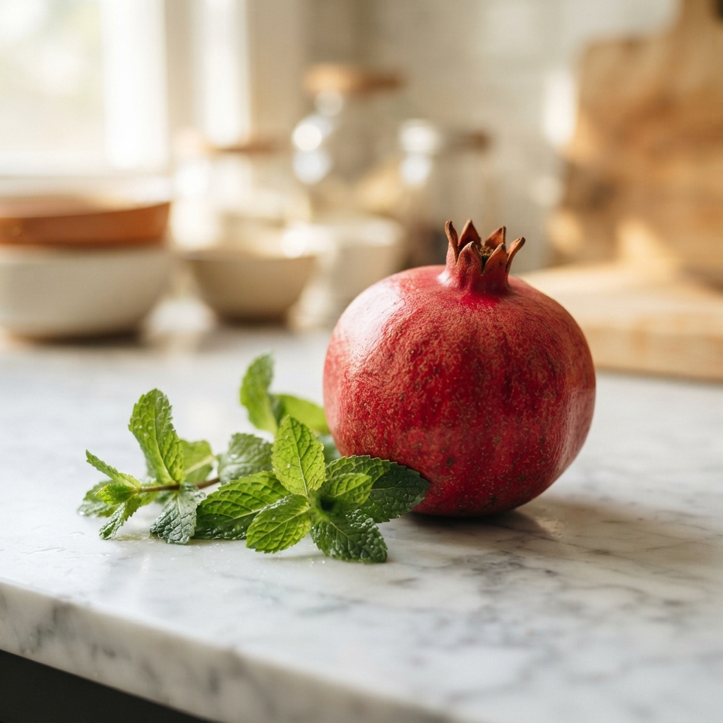 Close up of healthy food on a clean countertop