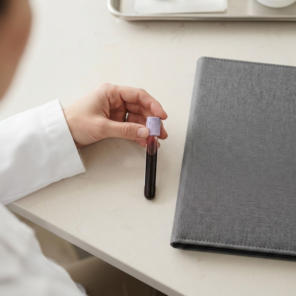 A clean and sterile blood collection vial and medical supplies