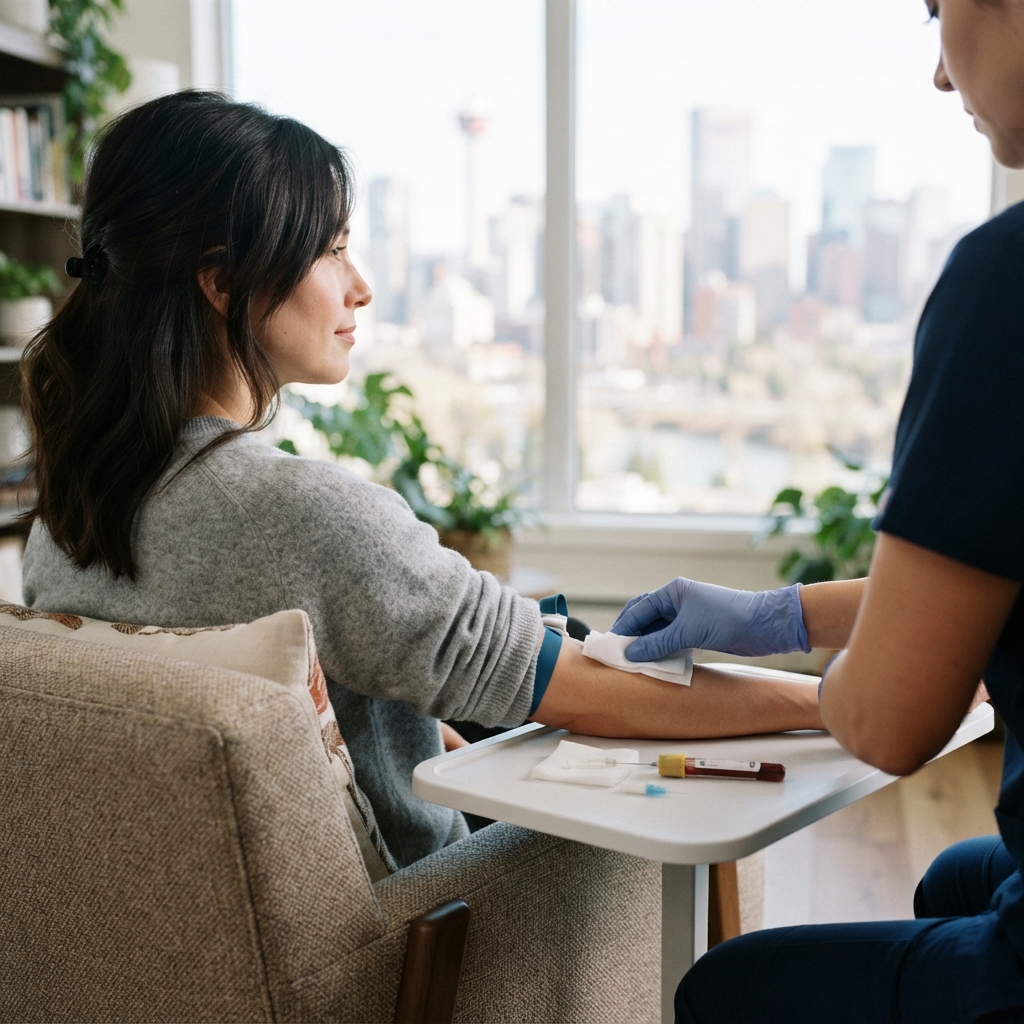Close up of a patient preparing for a blood draw