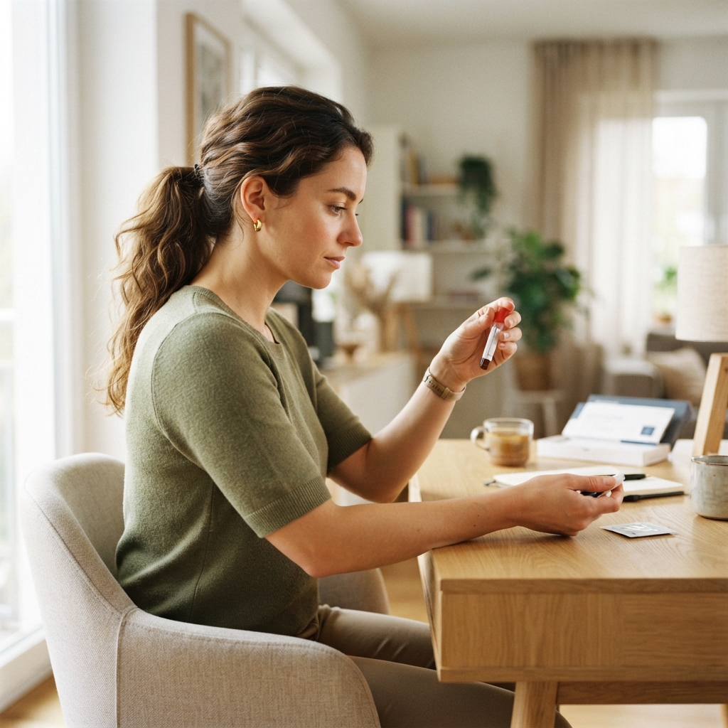 A professional preparing for an at home blood test