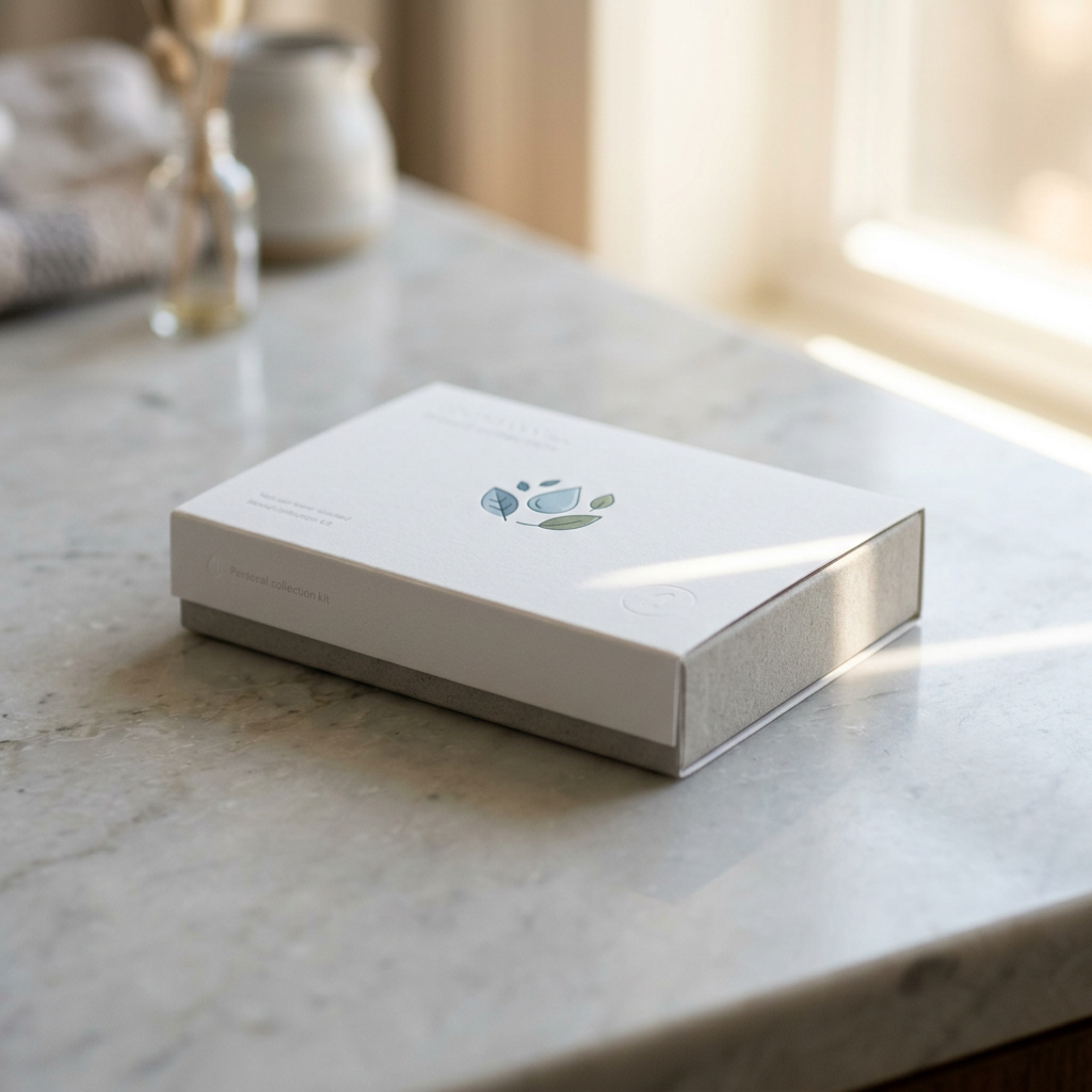 Professional biomarker collection kit on clean surface