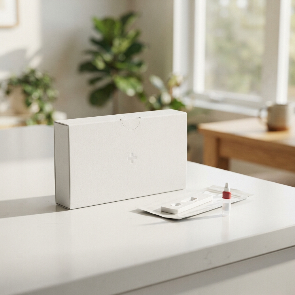 Professional medical health testing kit on a clean surface