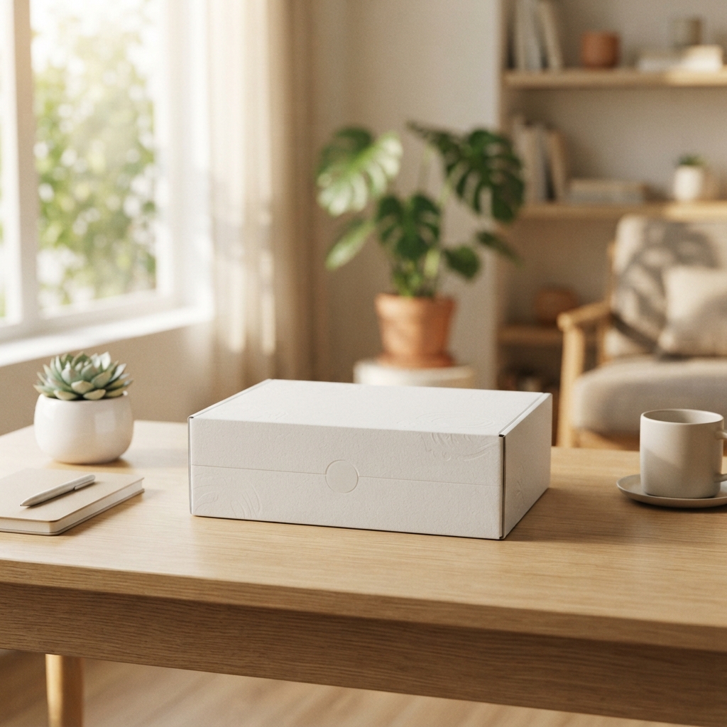 A premium health testing kit on a wooden desk
