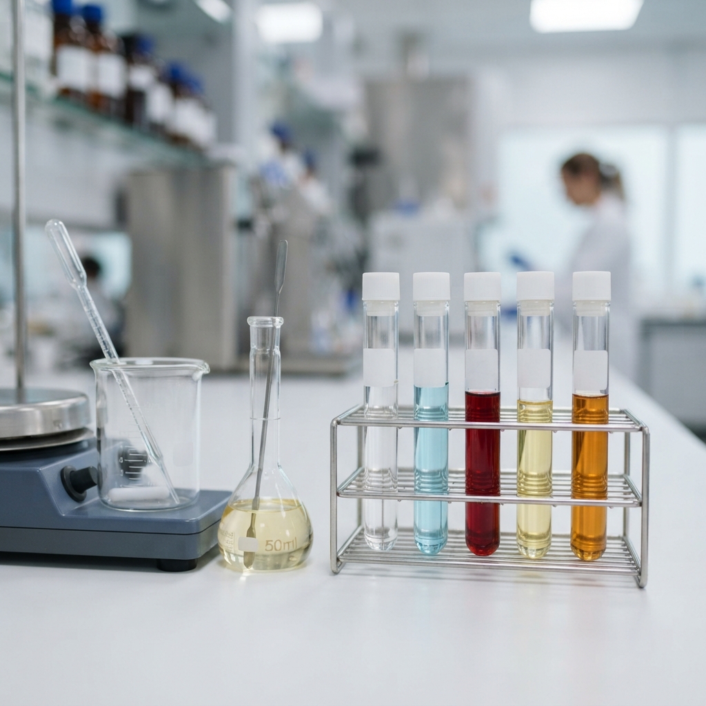 Professional medical laboratory test tubes on a clean surface