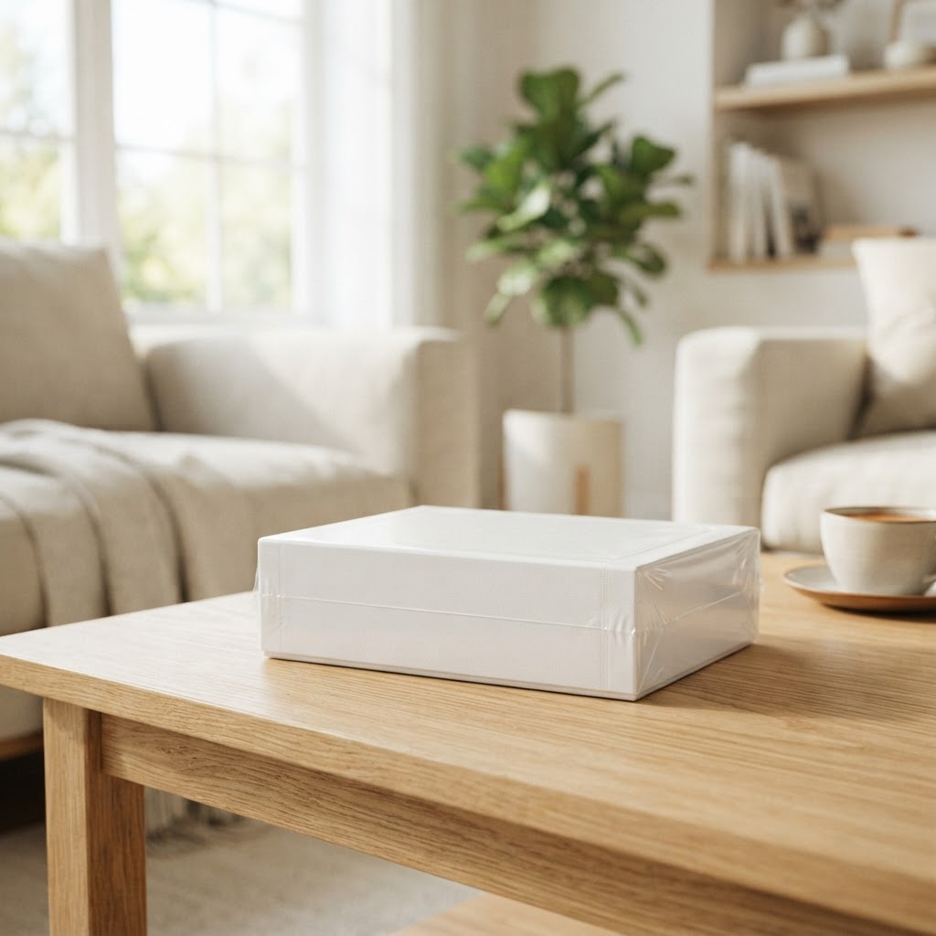 A premium health testing kit on a modern table