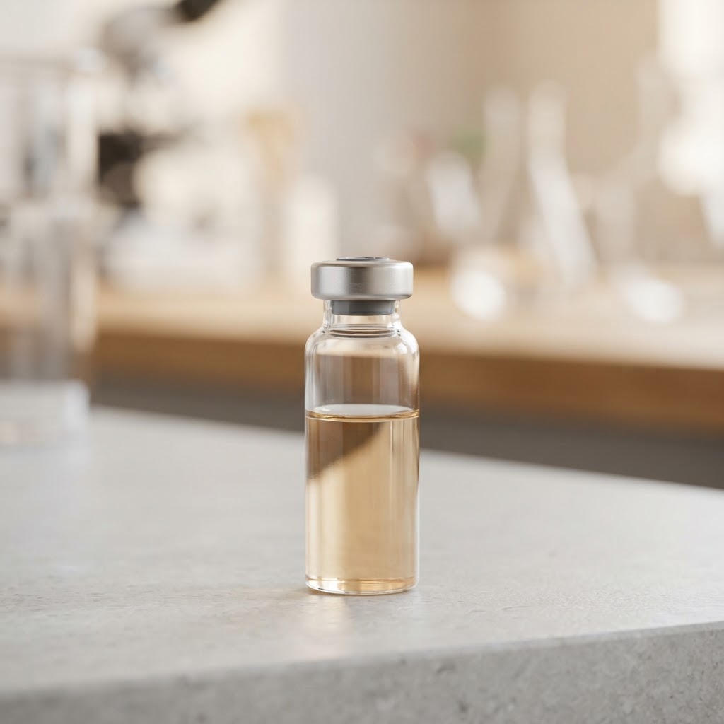 Medical collection vial on a clean surface