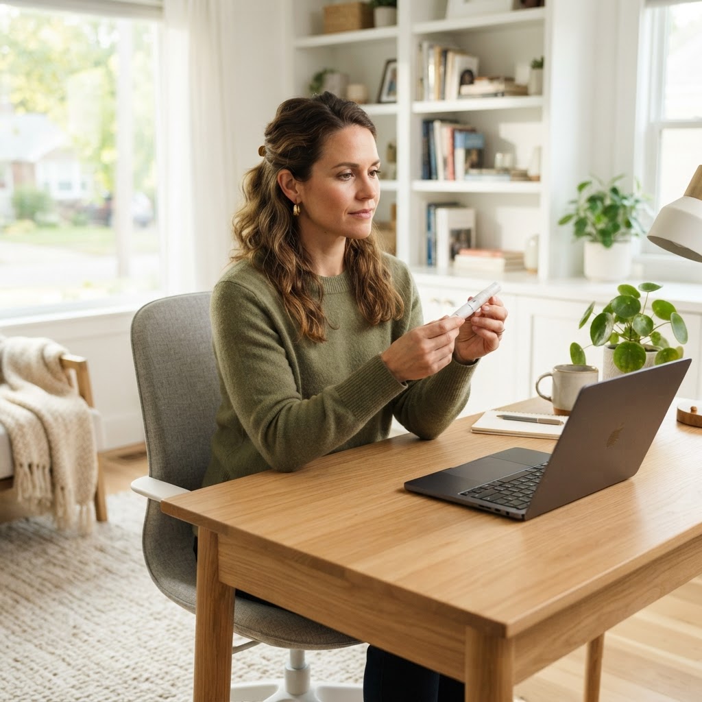 Professional person preparing for an at home health test