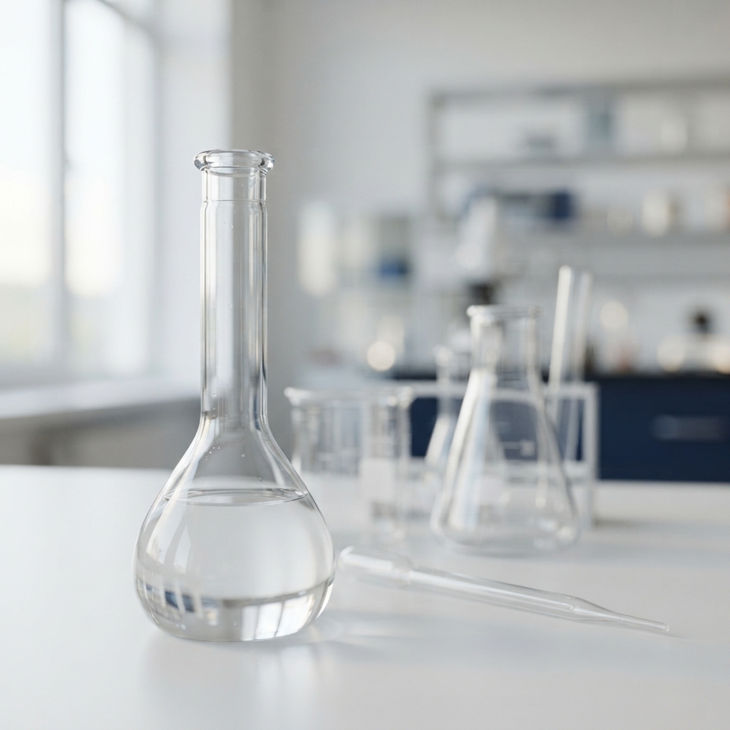 Laboratory glass equipment in a bright studio setting