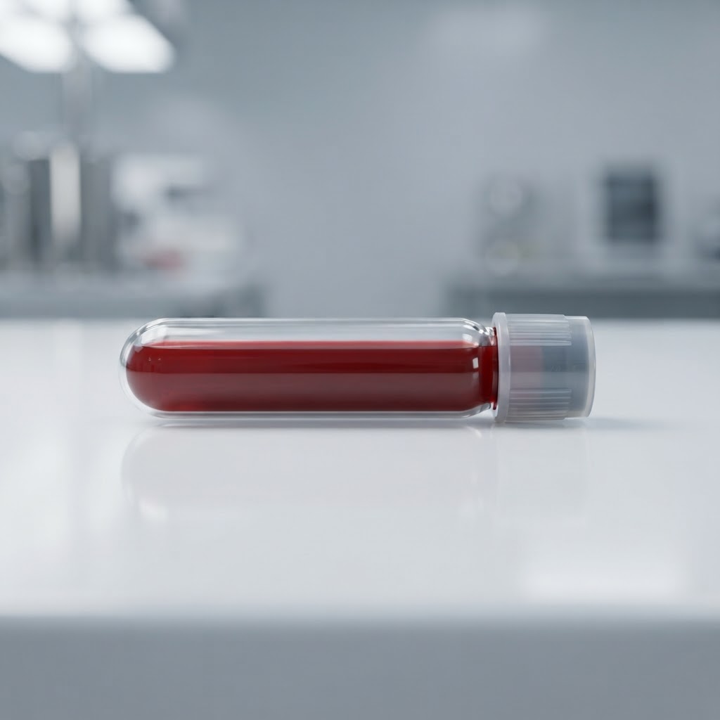 Close up of clinical blood collection equipment