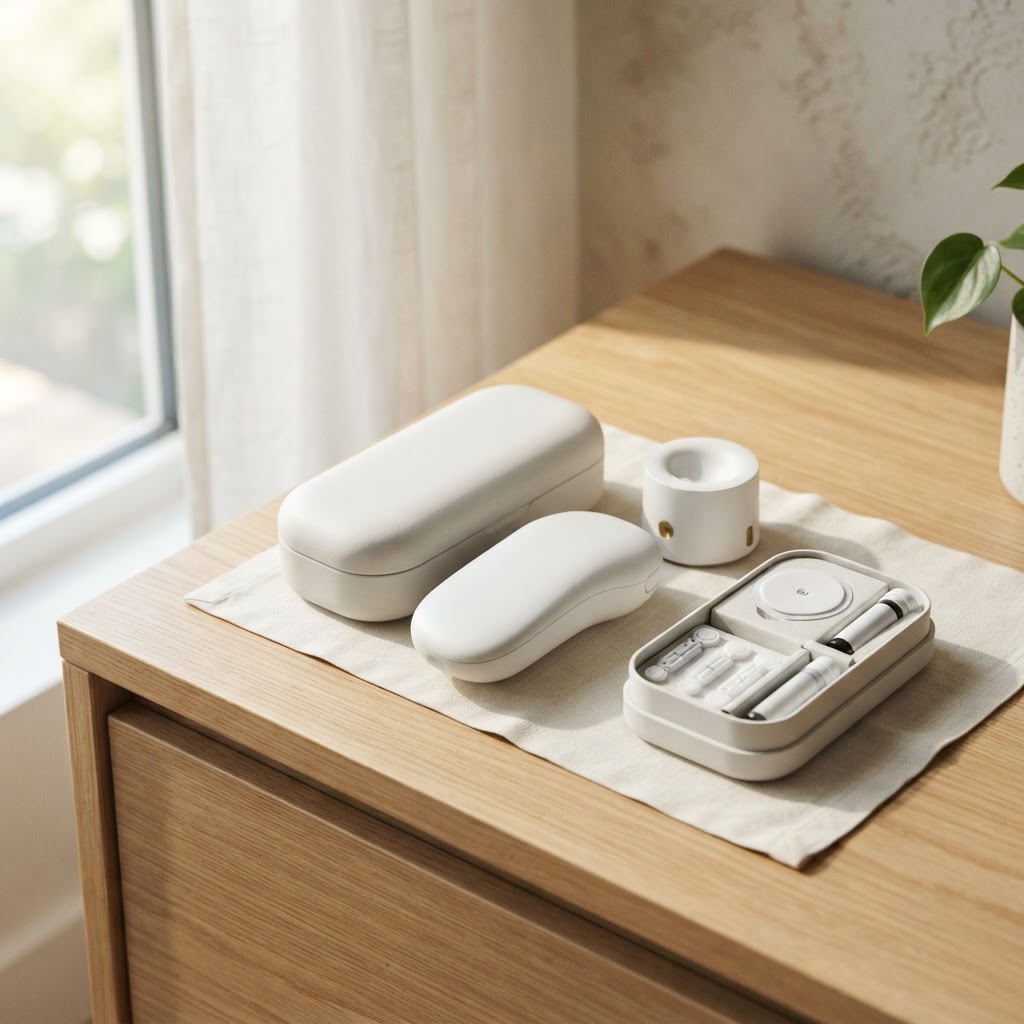 Professional health monitoring kit on a minimalist table