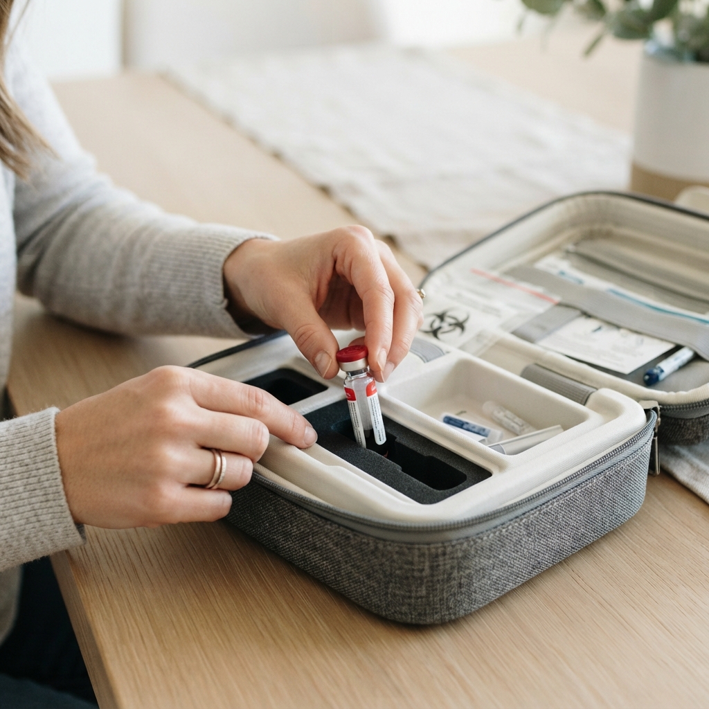 Person preparing a health sample during at-home collection