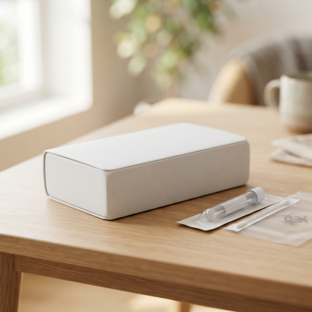 A high-end medical testing kit on a clean table