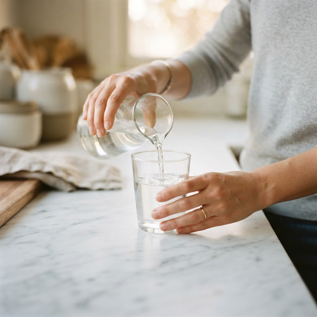 Healthy daily habit in a modern kitchen setting