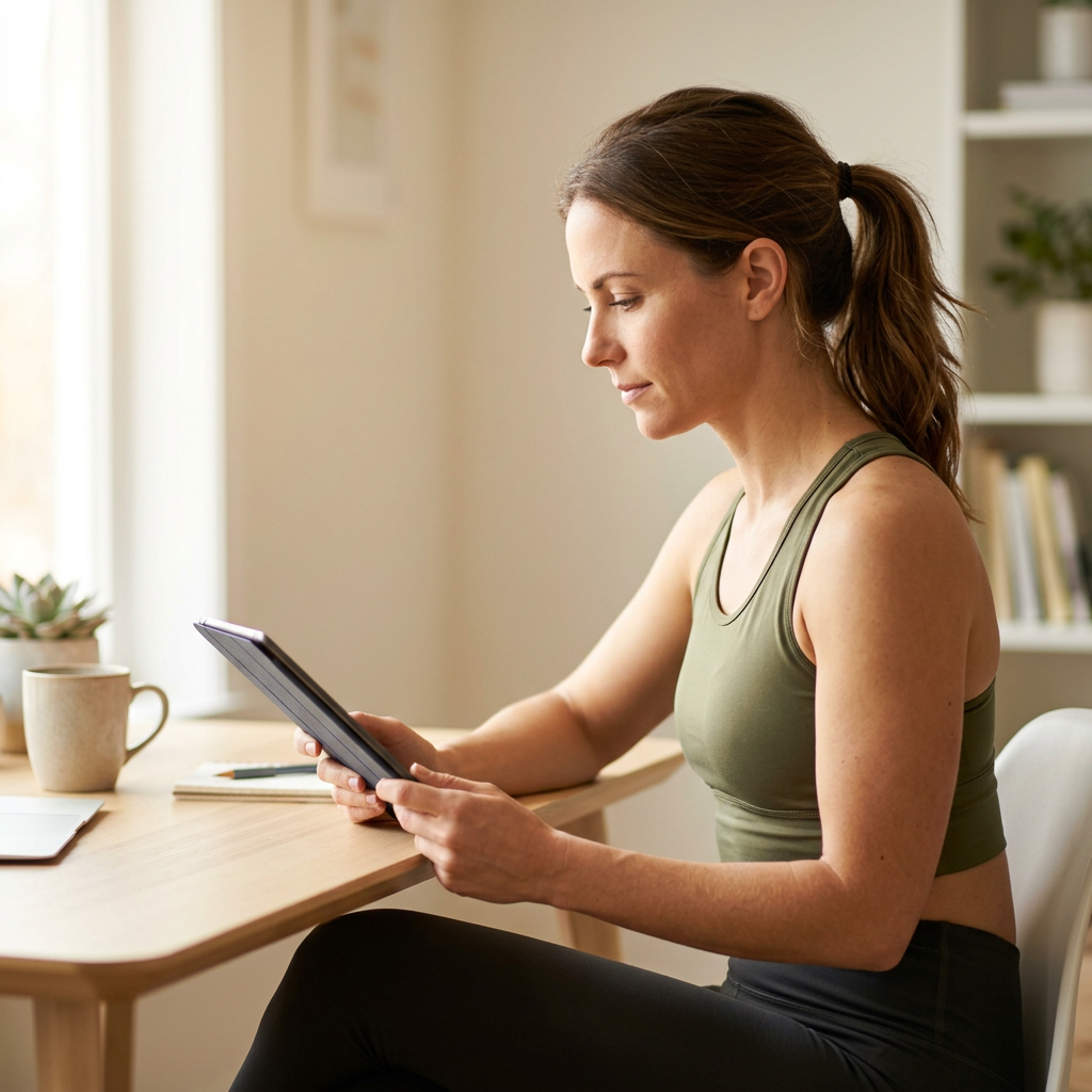 Health-conscious individual reviewing wellness insights