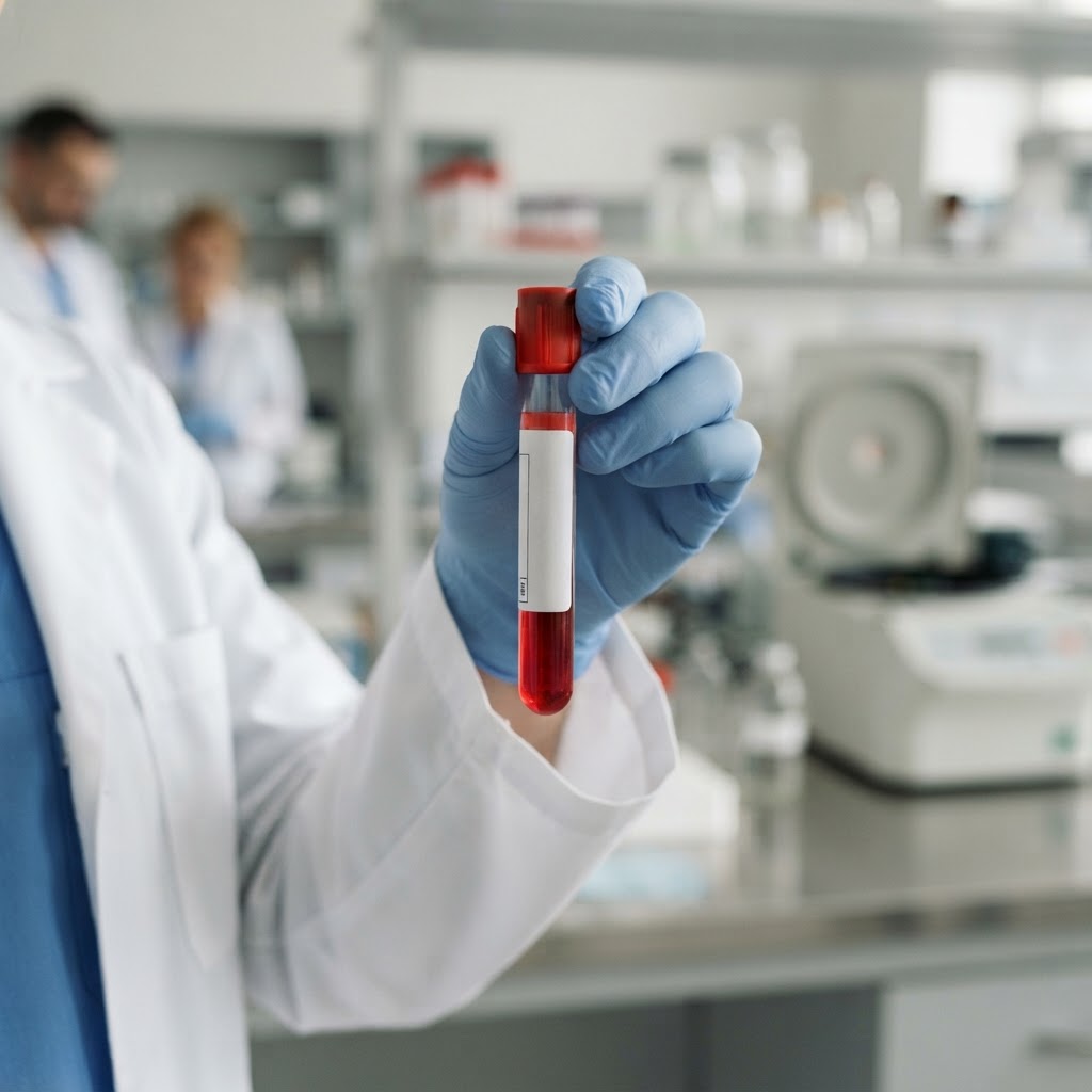 Close up of a professional blood collection sample tube