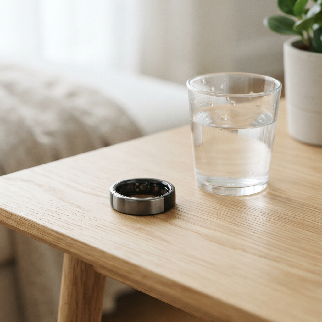 Modern wearable health device on a table