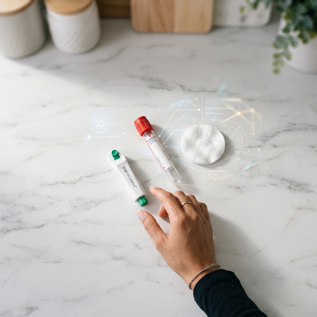 At-home blood collection kit on clean surface