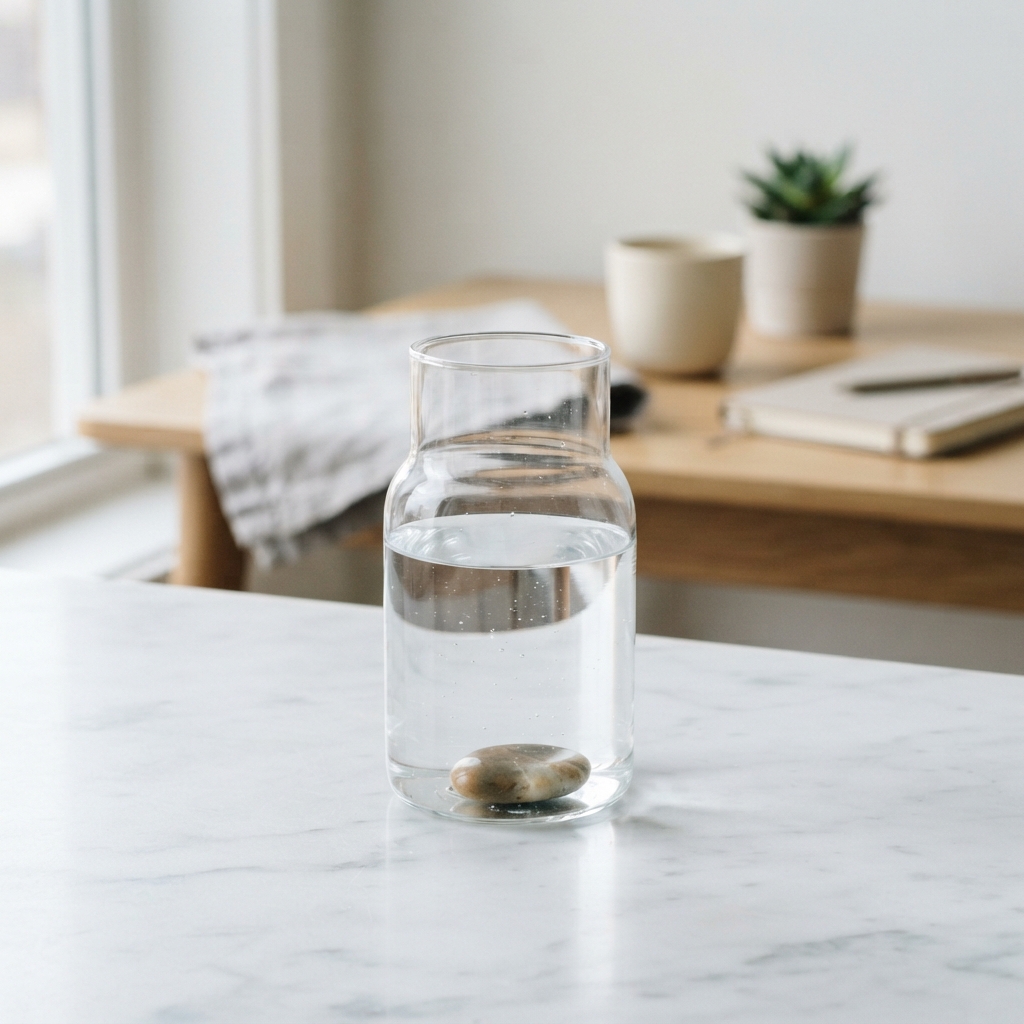 A close up of a glass of water on a marble surface