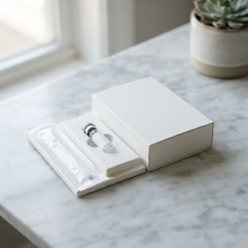 Professional health diagnostic collection kit on a clean surface