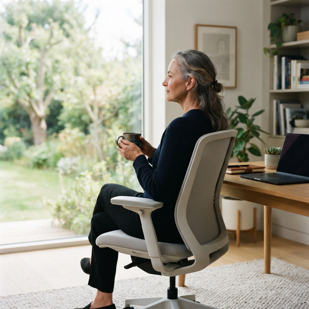 Health conscious professional in a serene home office