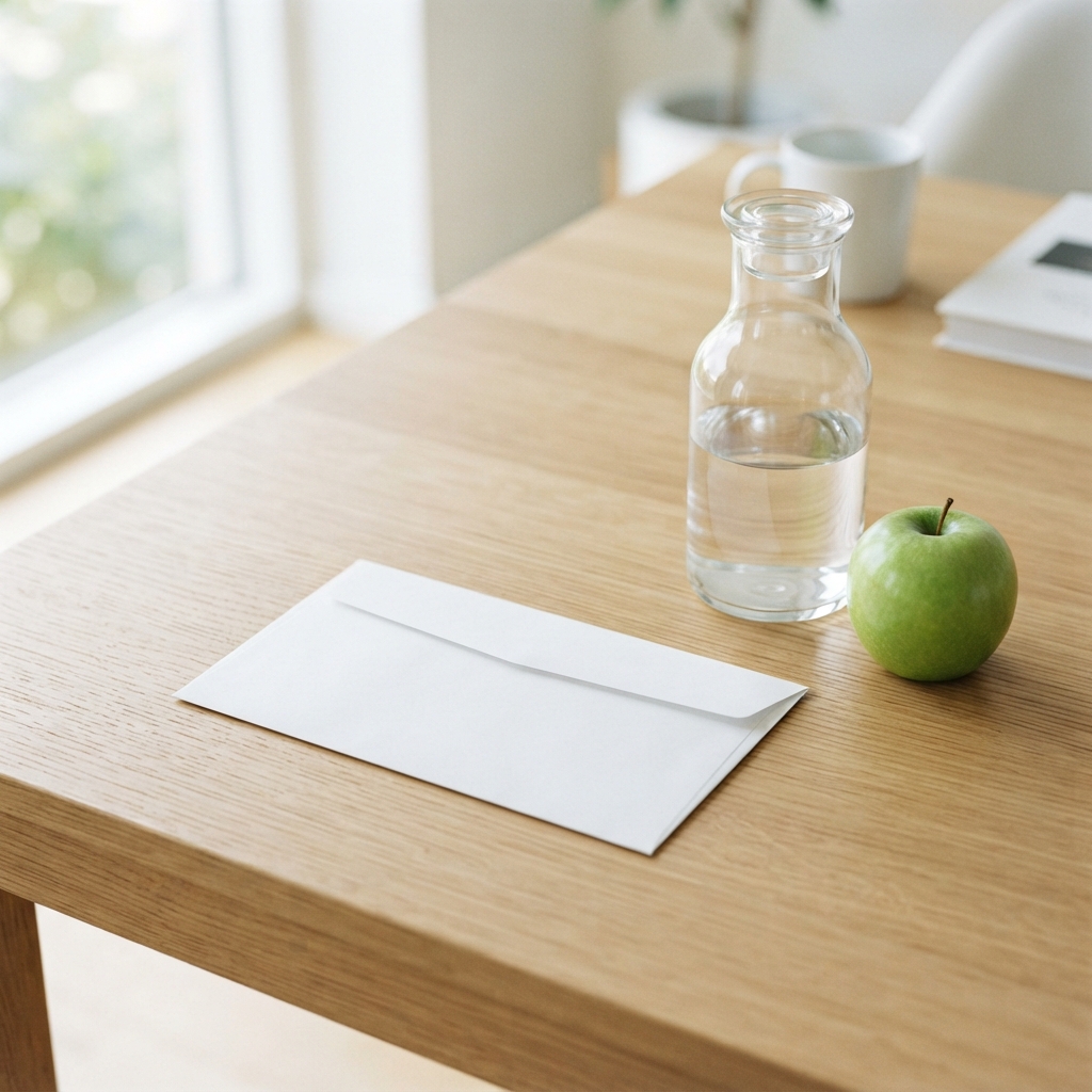 Professional medical results envelope on a clean wooden table