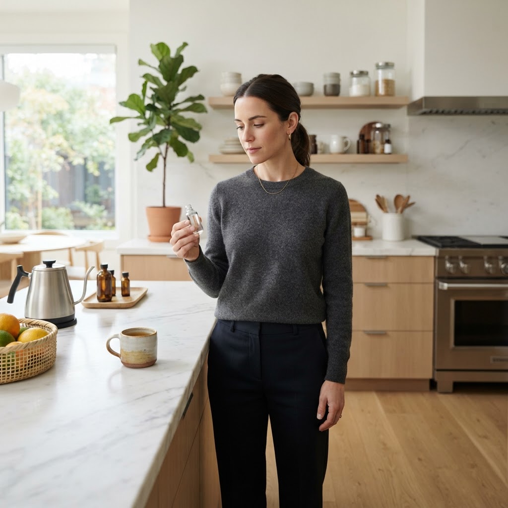 Healthy professional in an organized kitchen