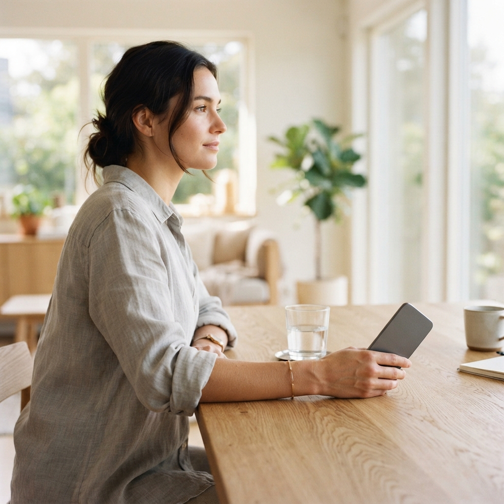 Person relaxing in a bright modern home