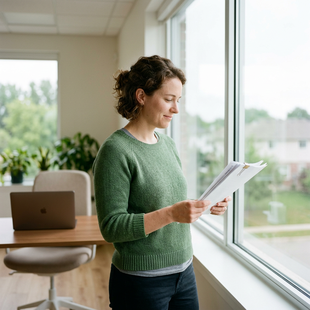 Health-conscious adult reviewing actionable biomarker insights indoors