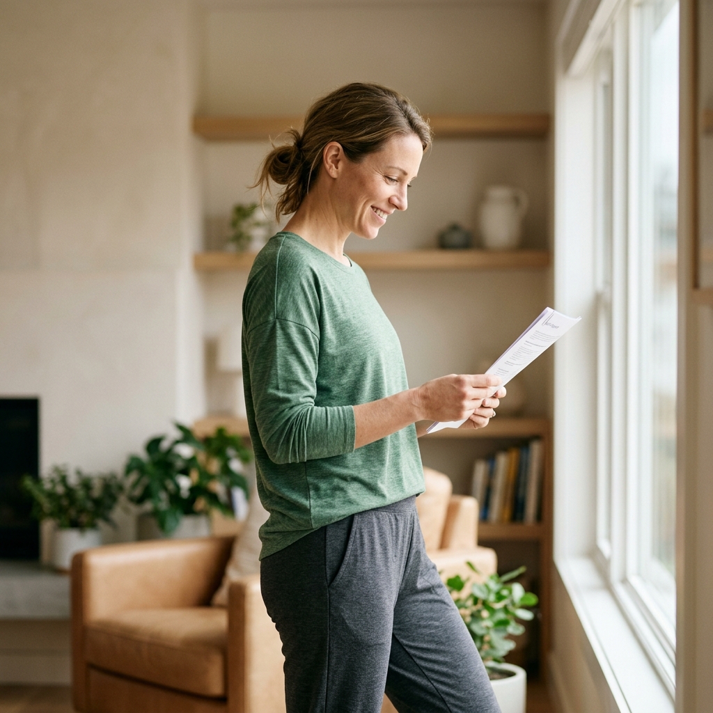 Person confidently reviewing personalized health results