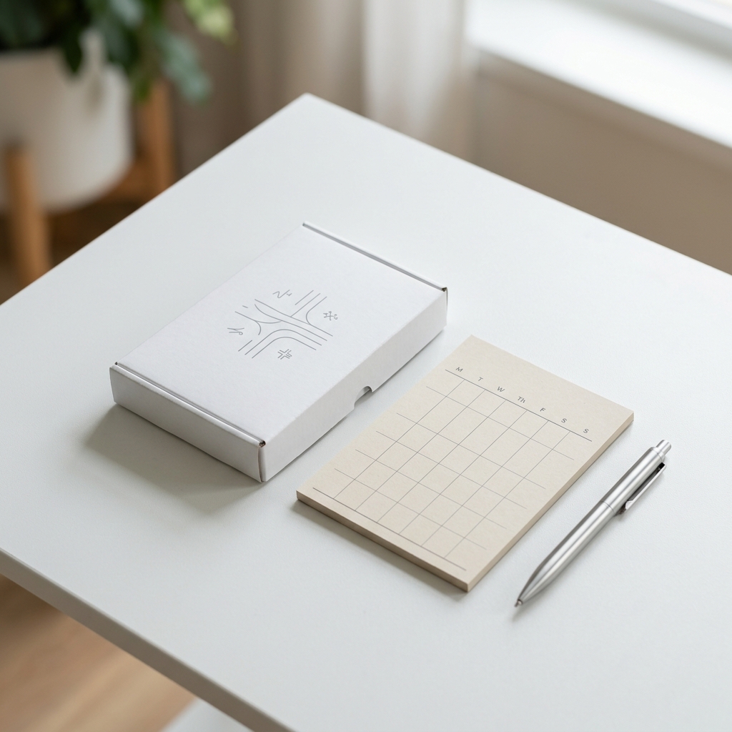 Biomarker testing kit on organized wellness desk