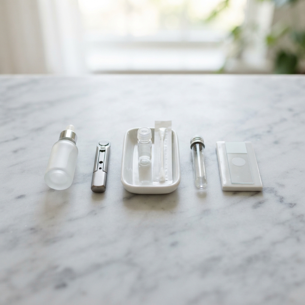 Close up of a professional health testing kit on a clean surface