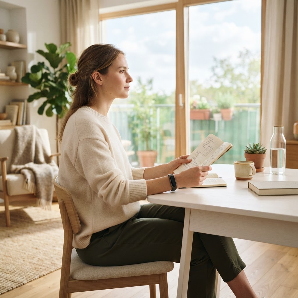 Professional individual reflecting on personal health