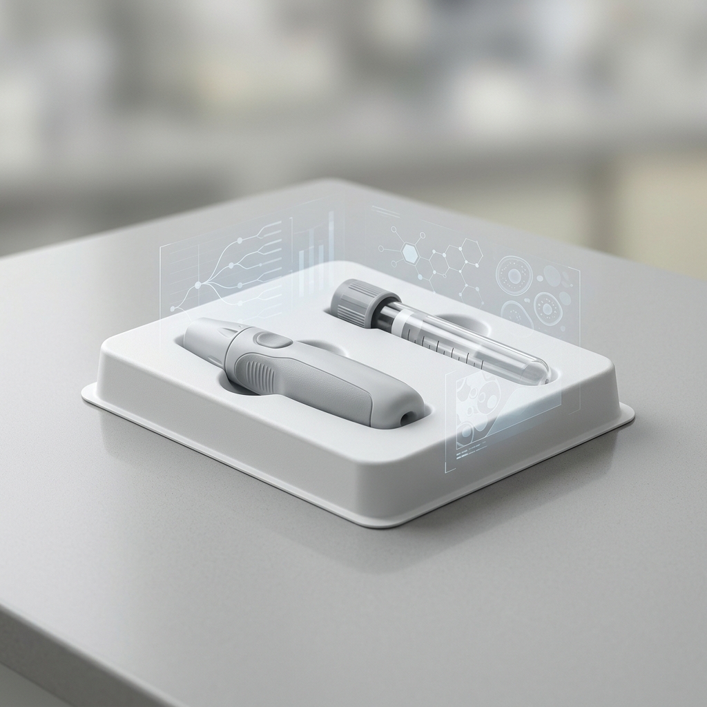 Clinical blood collection kit on modern minimalist table