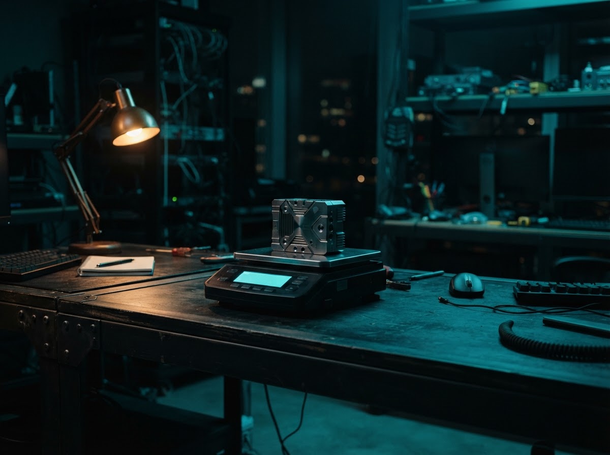 A high precision scale on a dark desk representing service evaluation