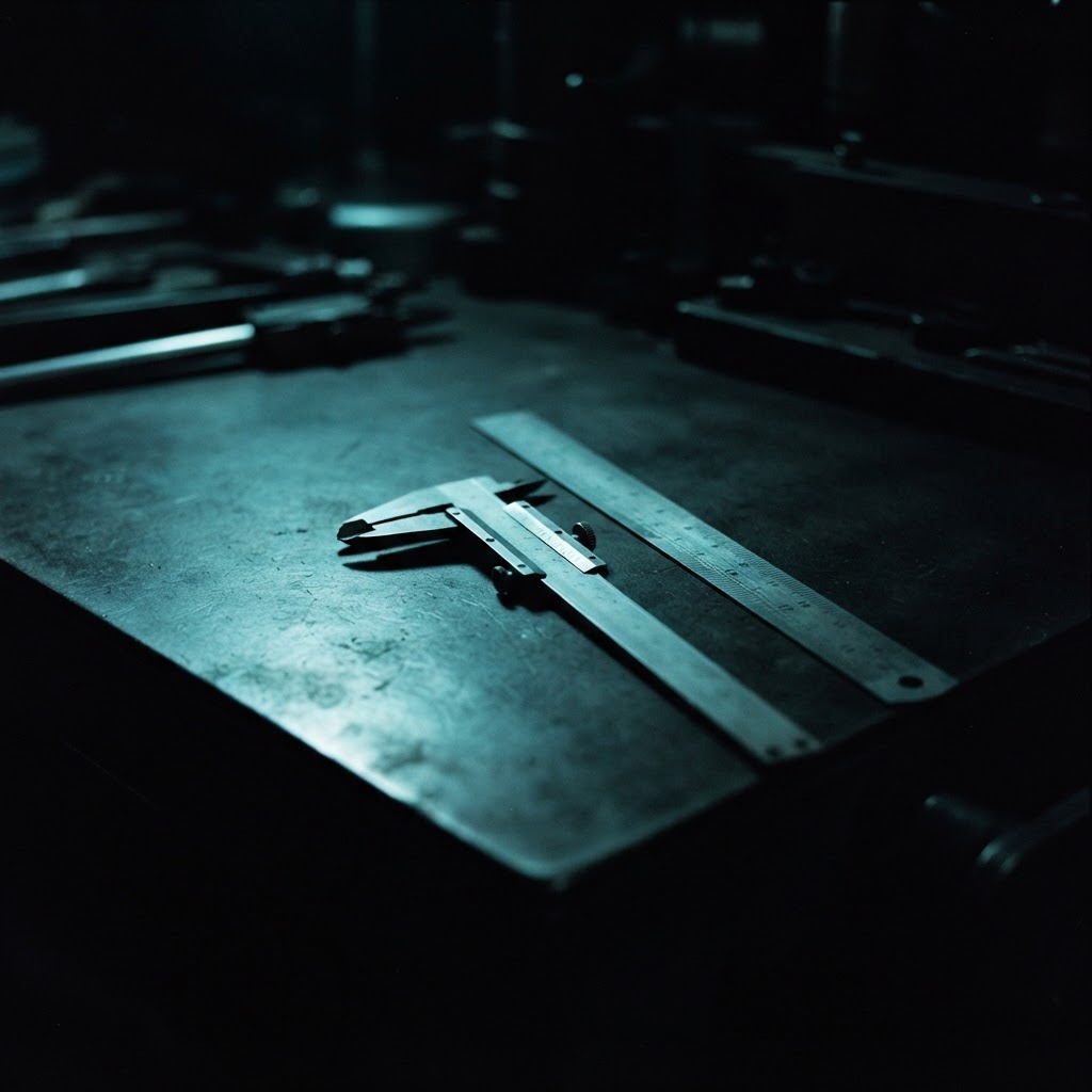 Precision engineering tools on a dark matte desk