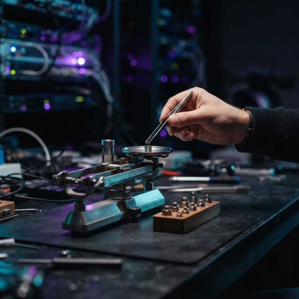 Precision measurement tools on a dark industrial desk
