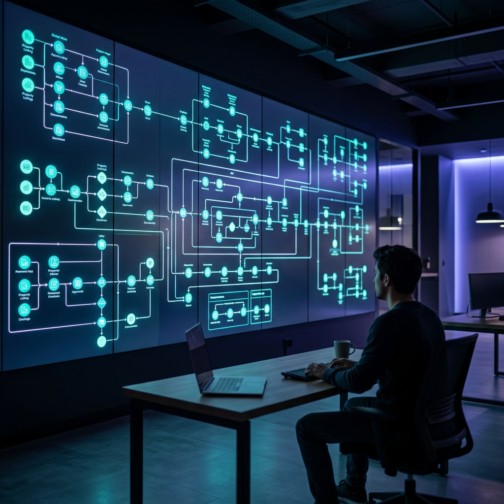 Data flow visualization of real estate AI processing pipeline