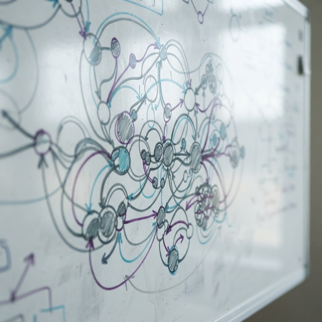 Close up of abstract architectural flow diagram