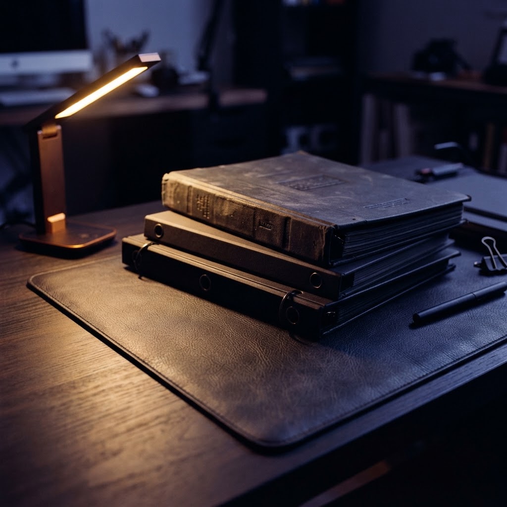 Close up of technical documentation on a desk