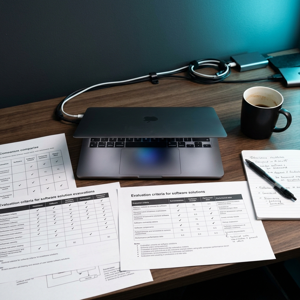 Workspace with wellness benefits evaluation materials and analysis