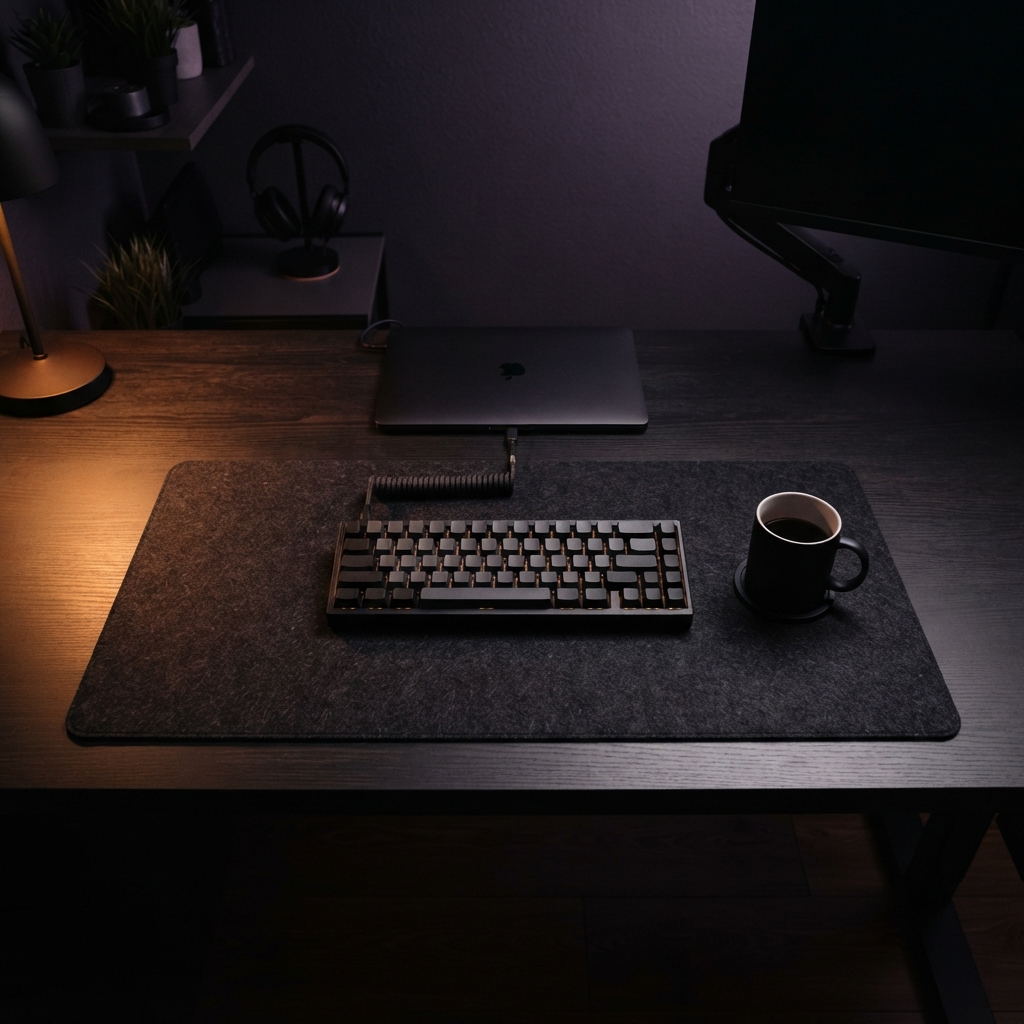 Clean organized developer workspace at night