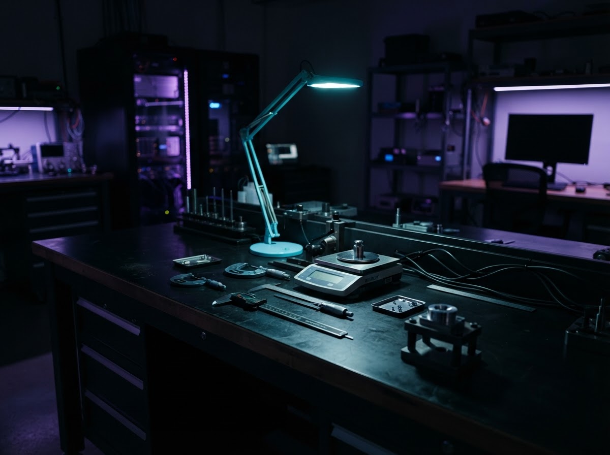Precise measurement tools on a clean industrial desk