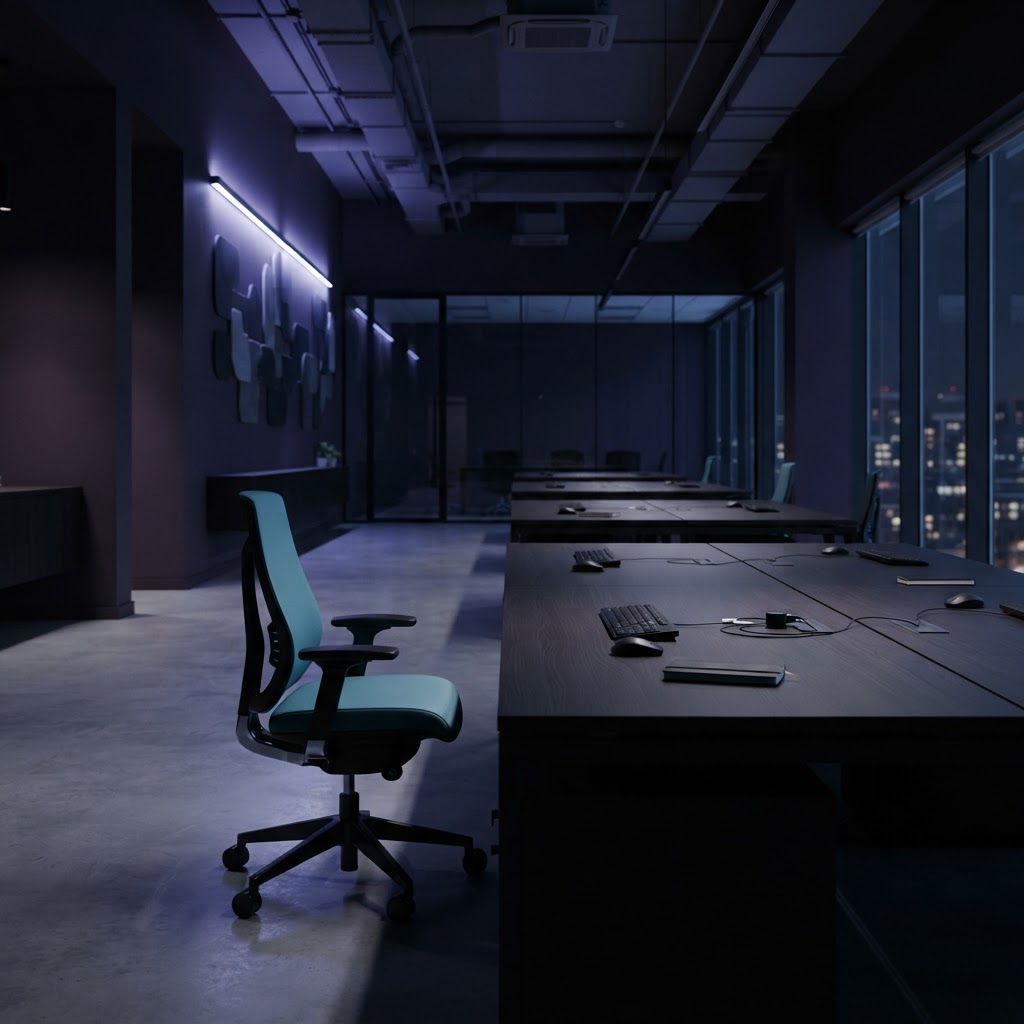 Modern dark workspace prepared for engineering strategy work