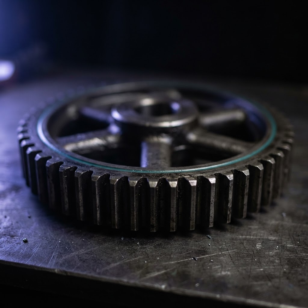 Close up of an iron gear mechanism
