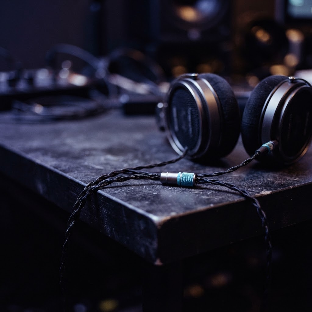 Close up of desk surface with tech peripherals
